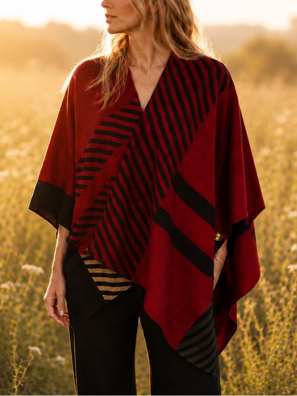 Barbour Martine Cotton Cape O/S Crimson Tartan Plaid Poncho Wrap Shaw